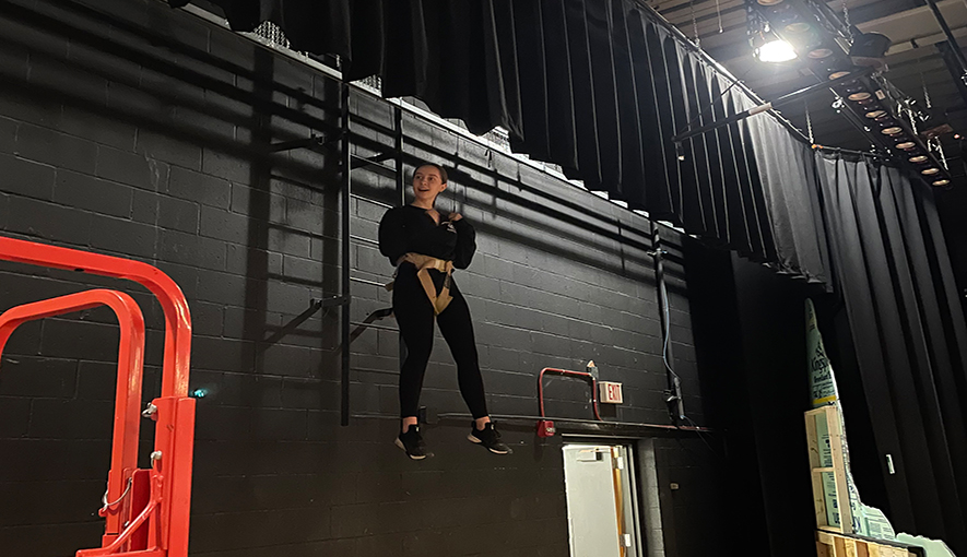 Performer Tests Out The New Fly Rig